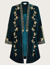 Fiona Embroidered Velvet Jacket, PEACOCK, large