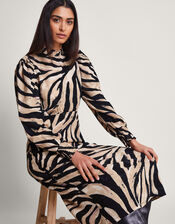 Animal Print Dress, Black (BLACK), large