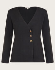 Saf Structured Cardigan, Black (BLACK), large