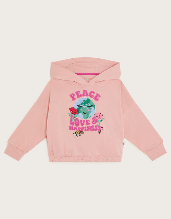 World Peace Cropped Hoodie, Pink (PALE PINK), large