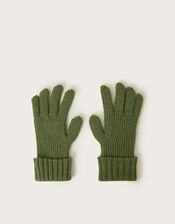 Maddy Chunky Knit Gloves, Green (KHAKI), large