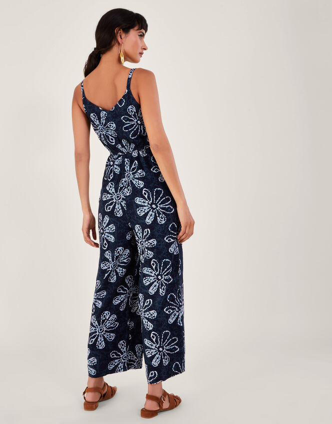 Batik Dye Flower Jumpsuit, Blue (NAVY), large