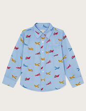 Plane Print Shirt, Blue (BLUE), large