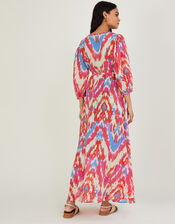 Ikat Print Maxi Dress in Sustainable Cotton Pink