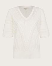 Lulu Short Sleeve Jumper, Ivory (IVORY), large