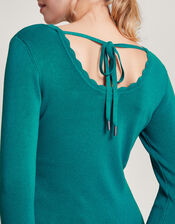 Round Tie Back Scoop Jumper , Teal (TEAL), large