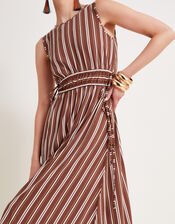 Stripe Jersey Dress, Brown (BROWN), large