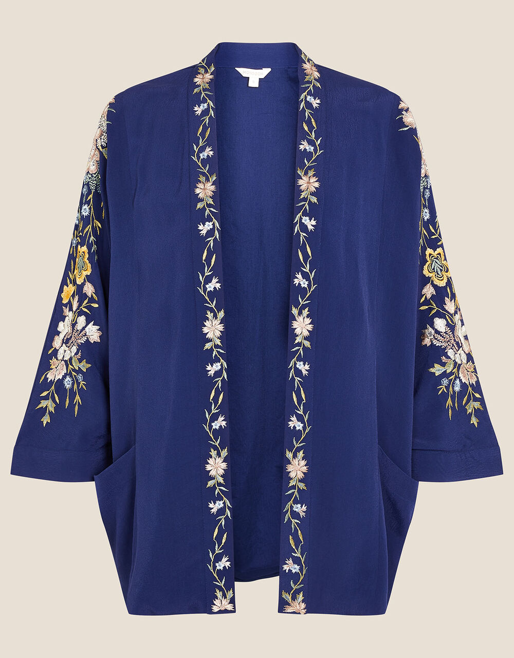 Floral Embroidered Short KImono Blue | Women's Jackets | Monsoon UK.
