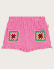 Crochet Towelling Shorts, Pink (PINK), large