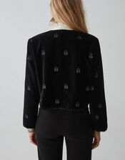 Maison Hotel Embroidered Velvet Jacket, Black (BLACK), large