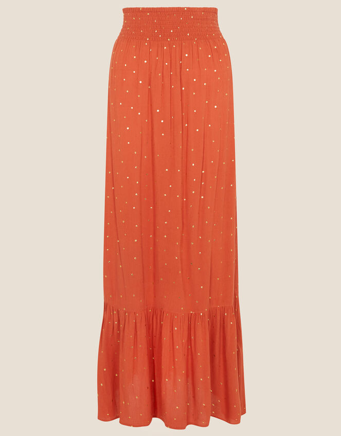 Foil Print Tiered Maxi Skirt in LENZING™ ECOVERO™ Orange