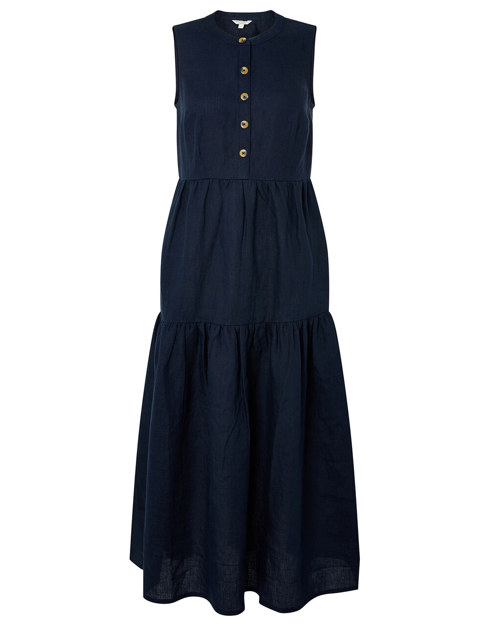 Tiered Midi Dress in Pure Linen Blue | Casual & Day Dresses | Monsoon UK.