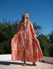 Lyrical Sisters Grace Ikat Print Maxi Dress, Pink (PINK), large
