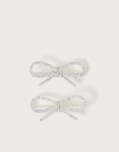 2-Pack Diamante Bow Hair Clips, , large