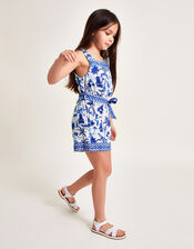 Holiday Print Playsuit, Blue (BLUE), large
