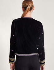 Vera Embellished Velvet Jacket, Black (BLACK), large