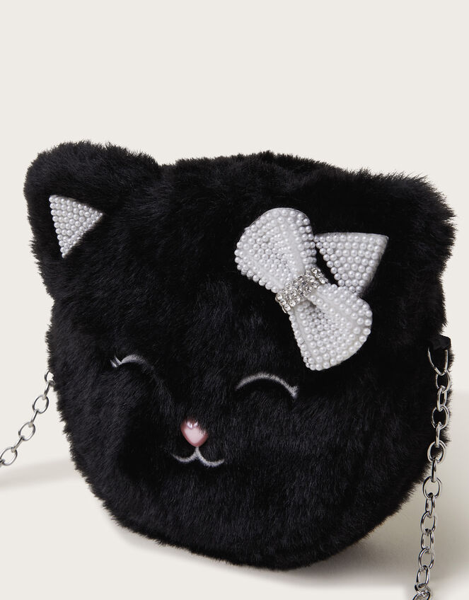 Round Faux Fur Cat Bag, , large