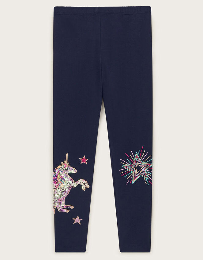 Unicorn Embellished Leggings, Blue (NAVY), large