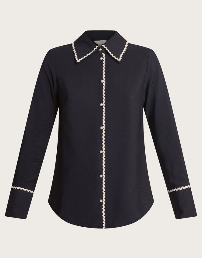 Rhea Ric Rac Embroidered Blouse, Black (BLACK), large