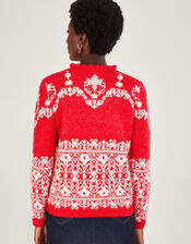 Fabe Fair Isle Jumper, Red (RED), large