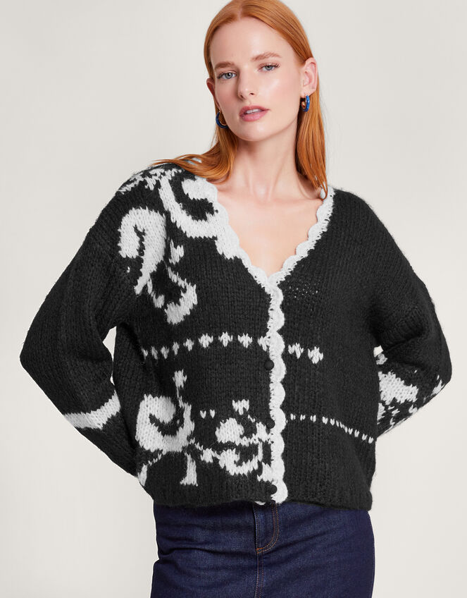 Mandy Monochrome Cardigan , Black (BLACK), large