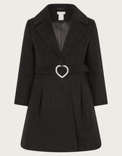 Diamante Belt Shawl Coat, Black (BLACK), large