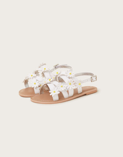 Daisy Strap Sandals, White (WHITE), large