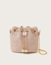 Sequin Tweed Bucket Bag, , large