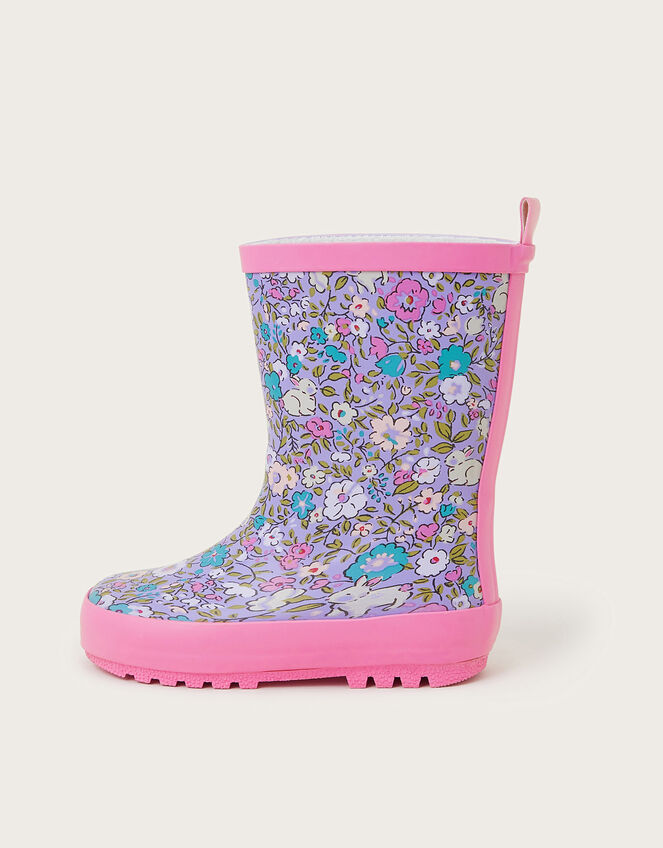 Floral Bunny Print Wellies, Multi (MULTI), large