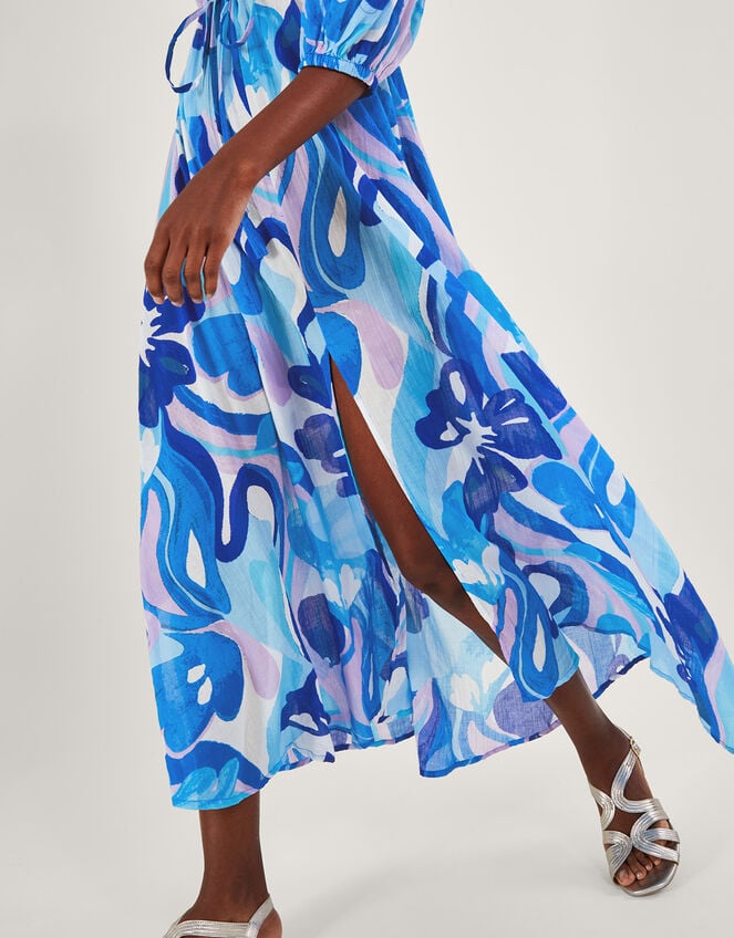 Swirl Print Maxi Dress, Blue (BLUE), large