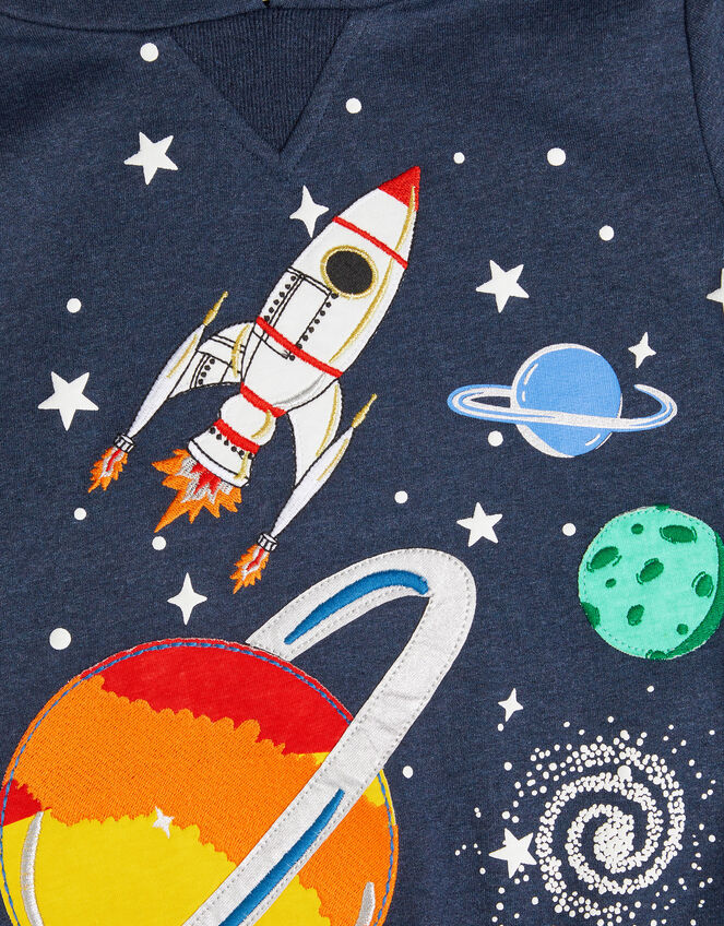 Space Print Hoodie, Blue (BLUE), large