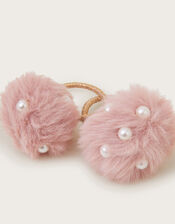 2-Pack Pearl Faux Fur Pom Hairbands, , large