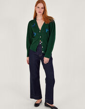 Beau Bird Embellished Cardigan, Green (GREEN), large