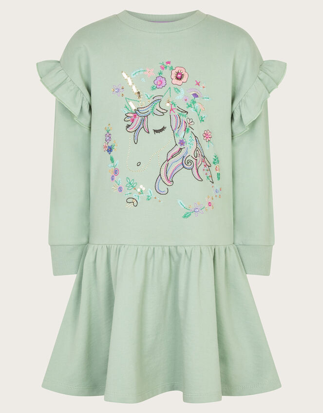 Unicorn Sweater Dress, Green (GREEN), large