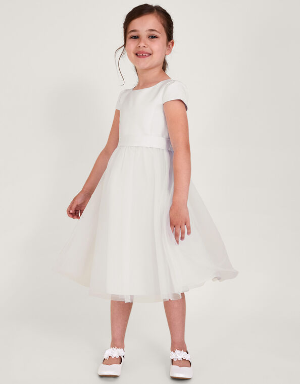 White Long Bridesmaid Kids Clothes For Girls Sequin Gown Party