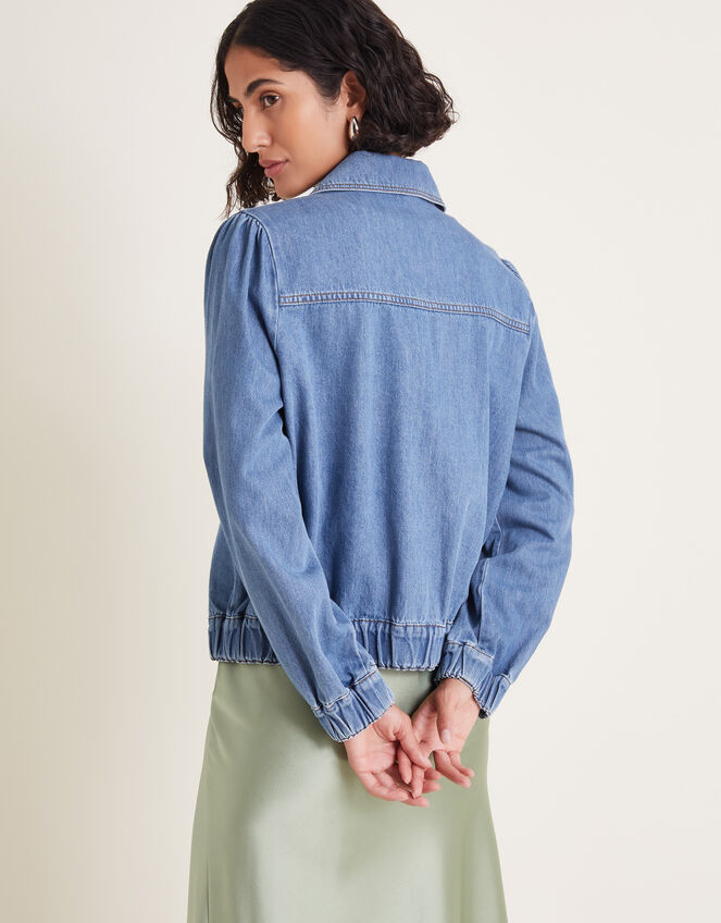 Billie Denim Bomber Jacket, Blue (DENIM BLUE), large