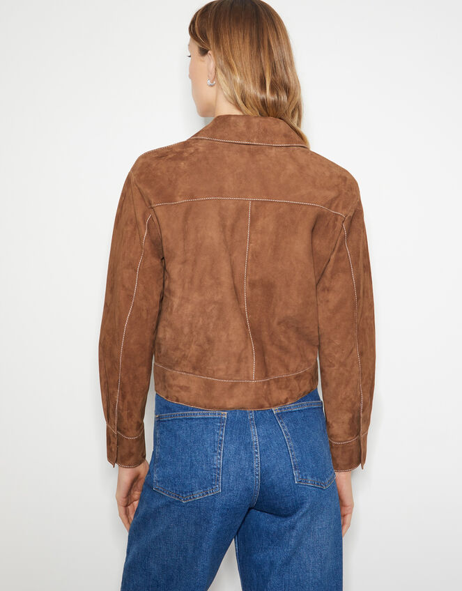 Iris Crop Suede Jacket, Tan (TAN), large