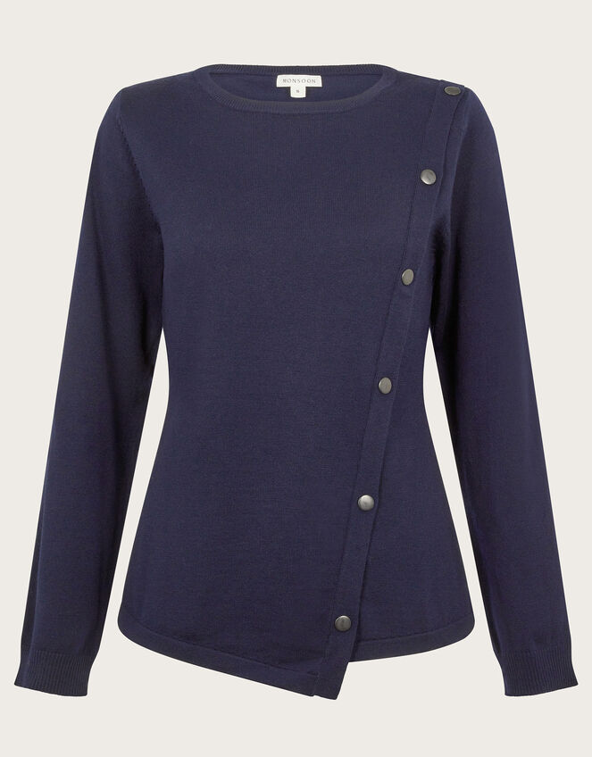 Blythe Asymmetrical Button Jumper, Blue (NAVY), large