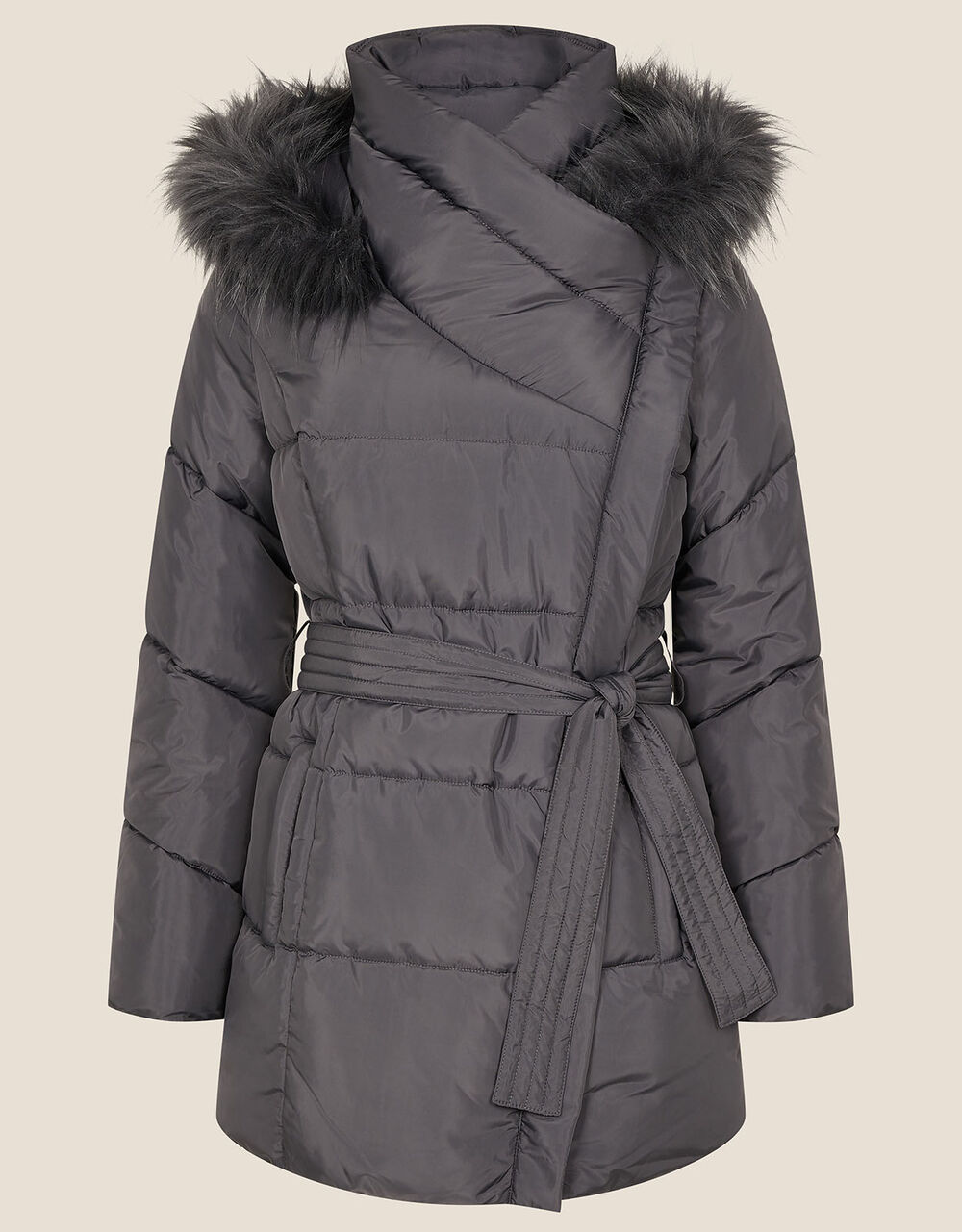 Padded Faux Fur Hooded Coat Grey Womens Coats Monsoon Uk 