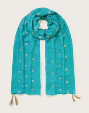 Embellished Lightweight Scarf, Blue (TURQUOISE), large