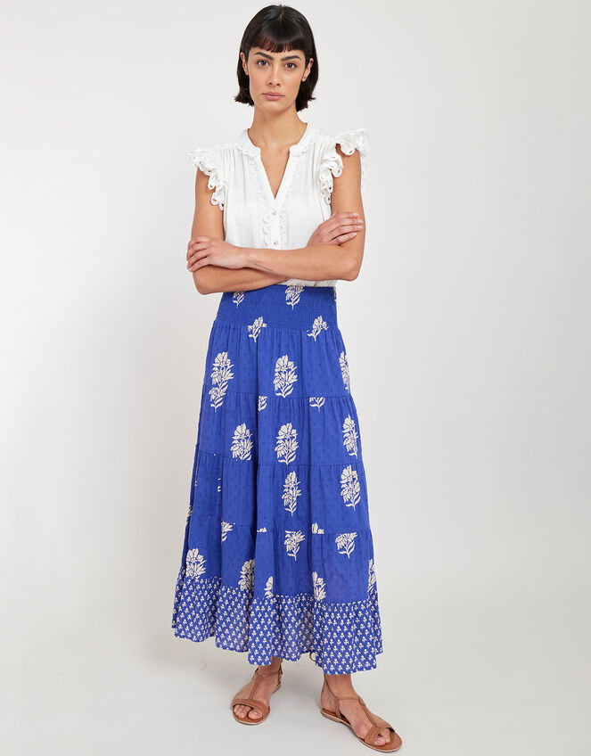 East Bohemian Print Dobby Skirt Blue