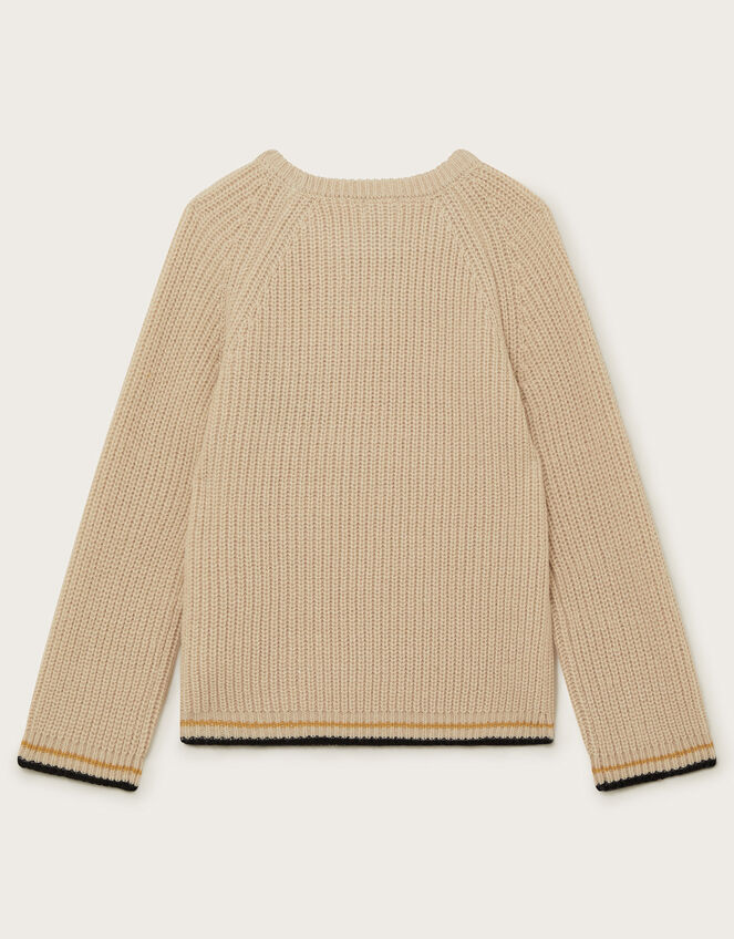 'M' Cable Knit Jumper, Ivory (IVORY), large