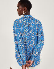 Gigi Print Blouse in Sustainable Viscose, Blue (BLUE), large