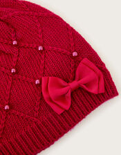 Pearly Knit Beanie Hat, Red (RED), large