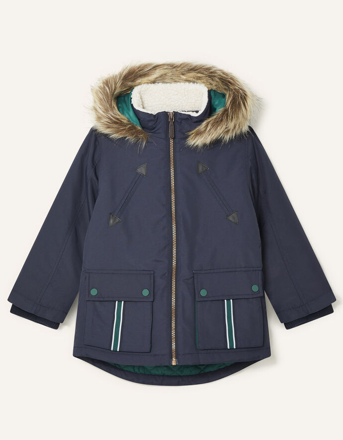 Parka Reflective Tape Coat Blue | Boys' Coats & Jackets | Monsoon UK.