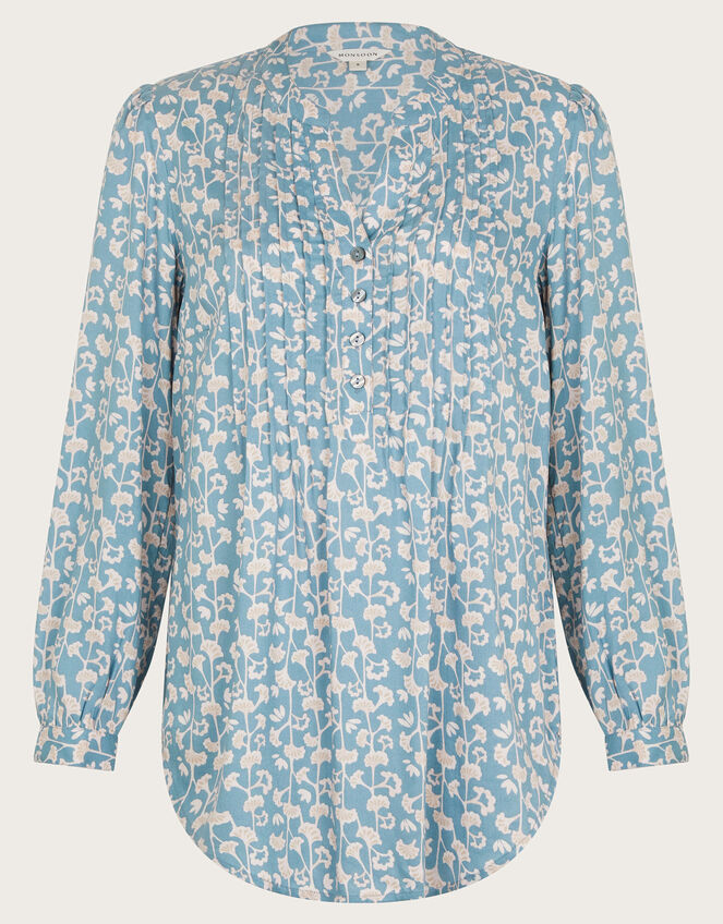 Connie Long Sleeve Printed Blouse, Blue (BLUE), large