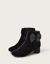 Velvet Bow Boots, Black (BLACK), large