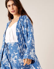 Lounge Floral Print Dressing Gown, Blue (BLUE), large