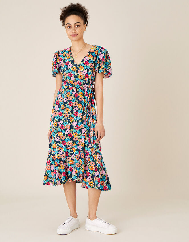 Tallulah Floral Jersey Wrap Dress Teal | Teal Dresses | Monsoon UK.