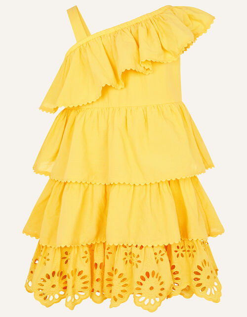 Layered Frill Broderie Dress Yellow | Girls' Dresses | Monsoon UK.